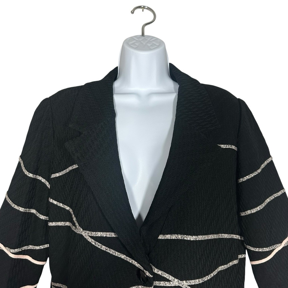 Ming Wang Knit Jacket Black Gray Pink Abstract Line Single Button Womens Size L - Picture 5 of 12